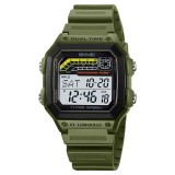 Ceas Digital Bărbătesc SKMEI 2307 &ndash; LED, Cronometru, Dual Time, Brățară din Oțel Inoxidabil, Waterproof 50M, Design Square Premium