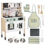Bucatarie Lemn Copii, Accesorii, Lumini+Sunete, Multicolor, Inaltime Reglabila, Cuptor+Frigider, +3 Ani