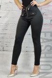 C674RR-1 Pantaloni casual cu talie inalta in V