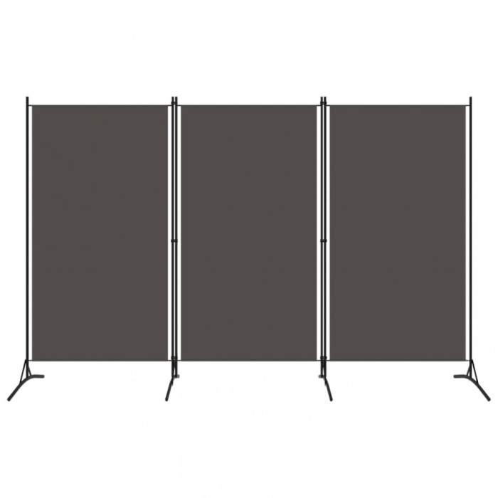 Paravan de cameră cu 3 panouri, antracit, 260 x 180 cm, textil