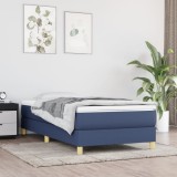 Cumpara ieftin Pat box spring cu saltea, albastru, 90x200 cm, textil