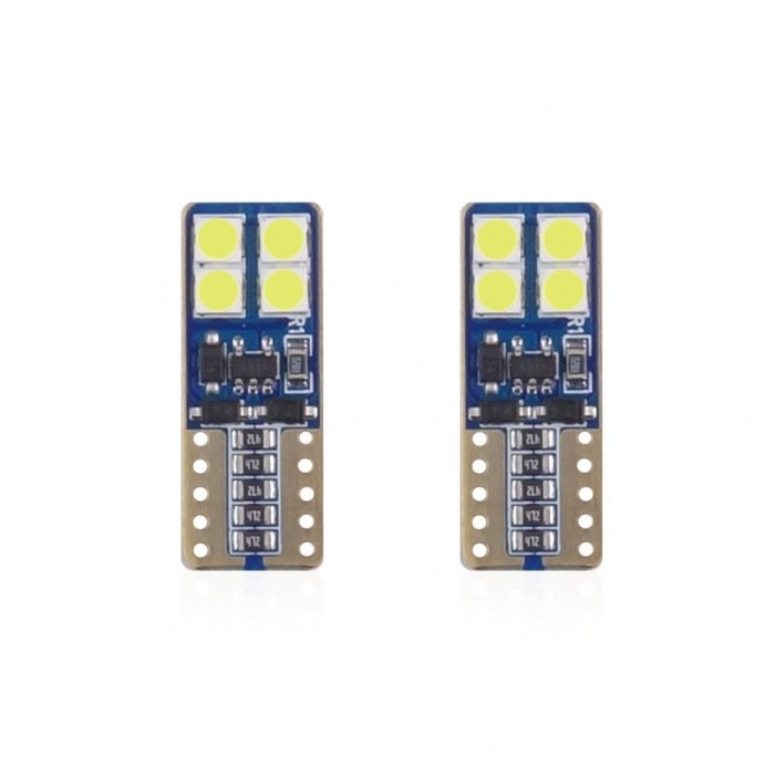 Set becuri auto cu LED CANBUS compatibil T10e W5W 8 SMD Alb 12/24V, destinat