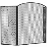 HOMCOM Parasc&acirc;ntei Șemineu Pliabil 3 Panouri Metal Electrostatic, Gata Utilizare, 133x1x77cm, Negru | Aosom Romania
