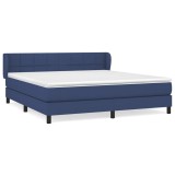 Cumpara ieftin Pat continental cu saltea, albastru, 160x200cm, material textil