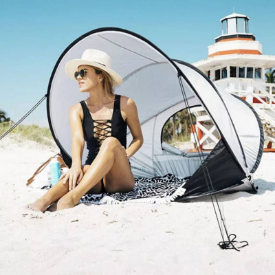 442154 DERYAN Pop-up Luxe Beach Tent XXL 155x133x95 cm Silver foto
