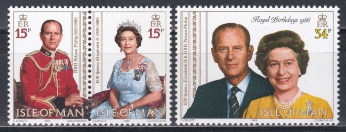 Isle of Man 1986 - A 60-a aniversare a nașterii Reginei Elisabeta a II-a și a 65-a aniversare a nașterii Prințului Philip, MNH