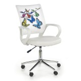 Scaun birou copii HM Ibis Butterfly, Ergonomic, Cadru Metal, Stofa Piele ecologica, Inaltime ajustabila, 100 Kg, Multicolor