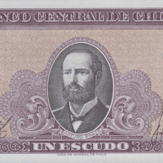 Chile, 1 escudo 1962(65), 2 semnaturi, Arturo Prat
