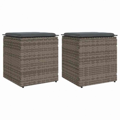 Gossi scaune de gradina cu perne 2 buc gri 40x40x43 cm poly ratan foto