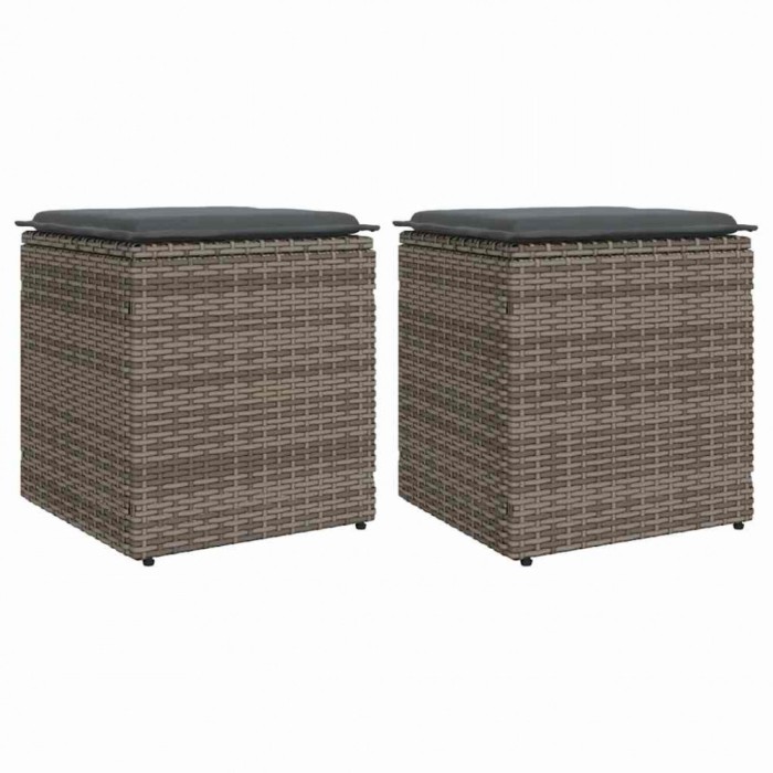 Gossi scaune de gradina cu perne 2 buc gri 40x40x43 cm poly ratan