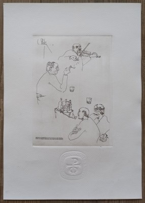 Scena de birt// gravura Octavian Ion Penda dupa un desen de Constantin Piliuta foto