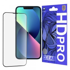 Folie de protectie Ecran Lito HD Pro Clear pentru Apple iPhone 16e / 14 / 13 Pro / 13, Sticla Securizata, Full Glue, Neagra