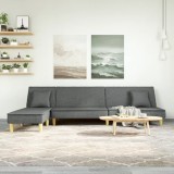 vidaXL Canapea extensibilă &icirc;n formă de L gri 255x140x70 cm textil