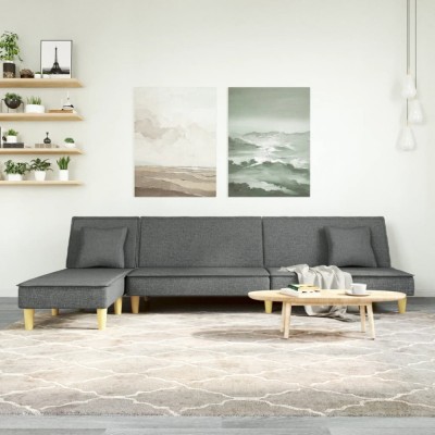 vidaXL Canapea extensibilă &amp;icirc;n formă de L gri 255x140x70 cm textil foto