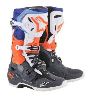 Cizme Piele Moto Alpinestars Tech 10 Mx Albastr / Gri / Portocaliu / Alb Marimea 10 2010019/9047/10 foto