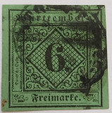 Germania, Wurttemberg 1851, Michel#3II, Stampilat