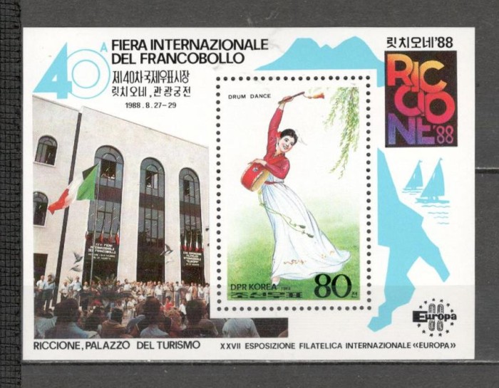 Coreea de Nord.1988 Expozitia filatelica RICCIONE-Bl. SC.124