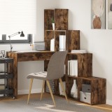 VidaXL Birou de colț cu raft Stejar afumat 101.5 x 149.5 x 149.5 cm