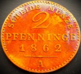 Moneda istorica 2 PFENNINGE - PRUSIA (Germania), anul 1862 A * cod 205 (calitate), Europa