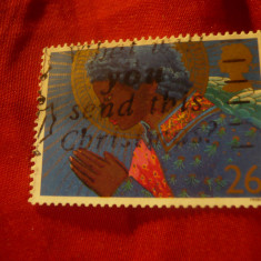 Timbru Marea Britanie 1998 Craciunul cu R.Elisabeta in medalion , val.26p stamp.