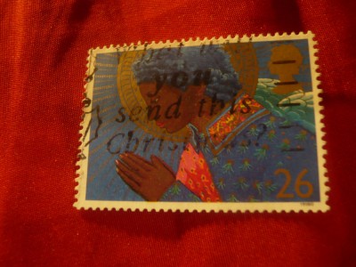 Timbru Marea Britanie 1998 Craciunul cu R.Elisabeta in medalion , val.26p stamp. foto