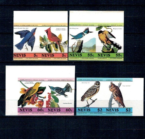 Nevis 1985 - Păsări, Audubon, serie nedantelata neuzata