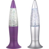 Mini lampa Glitter, LED RGB 0.18W 4,5V, veioza cu sclipici, inaltime 18 cm - Mov
