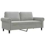 Cumpara ieftin Canapea cu 2 locuri, gri deschis, 140 cm, catifea