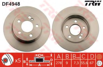 Disc frana MERCEDES C-CLASS Cupe (C204) (2011 - 2016) TRW DF4948 foto