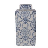 Cumpara ieftin Vaza flori ceramica alba albastra 15x15x31 cm