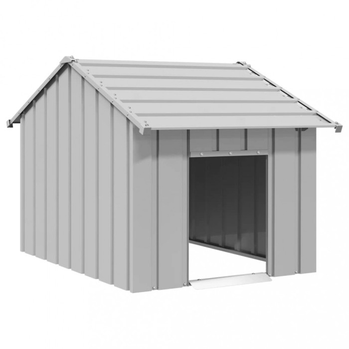vidaXL Casă pentru c&acirc;ini cu acoperiș 83x130x85 cm oțel galvanizat