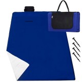 Patura pentru picnic sau plaja, cu folie izolatoare si maner, 150x200cm, albastru cobalt Household NewTrend