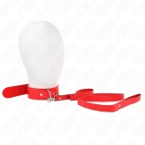 Kink Collar &amp; Gag-Guler cu Curea 116 cm Roșu, Chingă Reglabilă