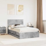 vidaXL Cadru de pat Gri din beton 135 x 190 cm Lemn Ingineresc 3409855