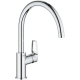 Baterie de bucatarie Grohe Bauloop 31368001, 3/8&amp;#039;&amp;#039;, monocomanda, pipa inalta, tip C, cartus ceramic, Crom