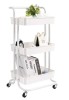 Raft universal de depozitare 3 cosuri perforate roti transport abs si metal 45-35-84 cm alb, ProCart