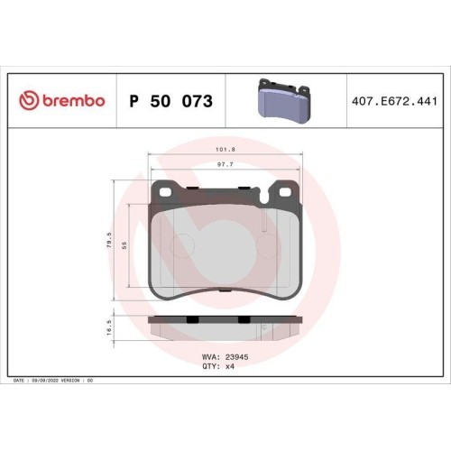 Placute frana Mercedes Clasa C (W203) 05.00-12.07, Clasa C Coupe (Cl203) 03.01-06.11, Clasa C T-Model (S203) 03.01-08.07, Clasa CLC (Cl203) 05.08-06.