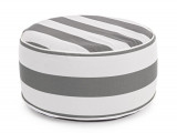 Taburet gonflabil Stripes, Bizzotto, &Oslash;53 x 23 cm, poliester filat rezistent la apa, alb/gri
