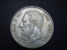 Moneda argint 5 Francs 1871 Leopold II, 25 gr foto