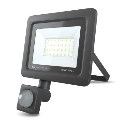 Proiector LED Forever PROXIM II, 30W, 6000K, PIR IP66, cu Senzori de Miscare, pentru Exterior, Neagra foto