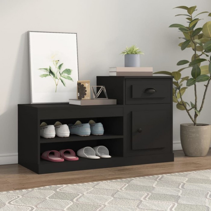 Gossi pantofar, negru, 100x42x60 cm, lemn prelucrat