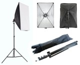 Kit studio foto, inaltime trepied: 78 - 230cm, suport umbrela inclus, E27, 230V, negru