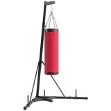 SPORTNOW Sac de Box cu Suport pentru Adulți, &Icirc;nălțime Reglabilă 185-231 cm, Suport de Box cu Bază Triunghiulară, Sac din P&acirc;nză, Bare pentru Greutăți d