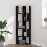 VidaXL Raft de Colț Stejar negru 50 x 50 x 179 cm Lemn compozit