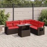 VidaXL Set canapele grădină cu perne 7 piese maro poliratan/lemn acacia 3326495