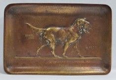 Caine de vanatoare, Placheta din bronz, Victor Peter, cca. 1900