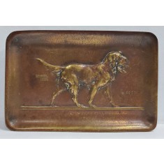 Caine de vanatoare, Placheta din bronz, Victor Peter, cca. 1900