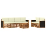 vidaXL Set de canapele de exterior cu pernă 7 pcs Natural și Crem 3384041