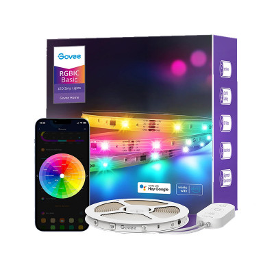 Banda LED Govee Basic, 10 m, control vocal, sincronizare muzica, Wi-Fi, Bluetooth, RGB foto