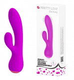 Vibartor Pretty Love Zachary, 12 Moduri Vibratii, Silicon, USB, Mov, 17.8 cm